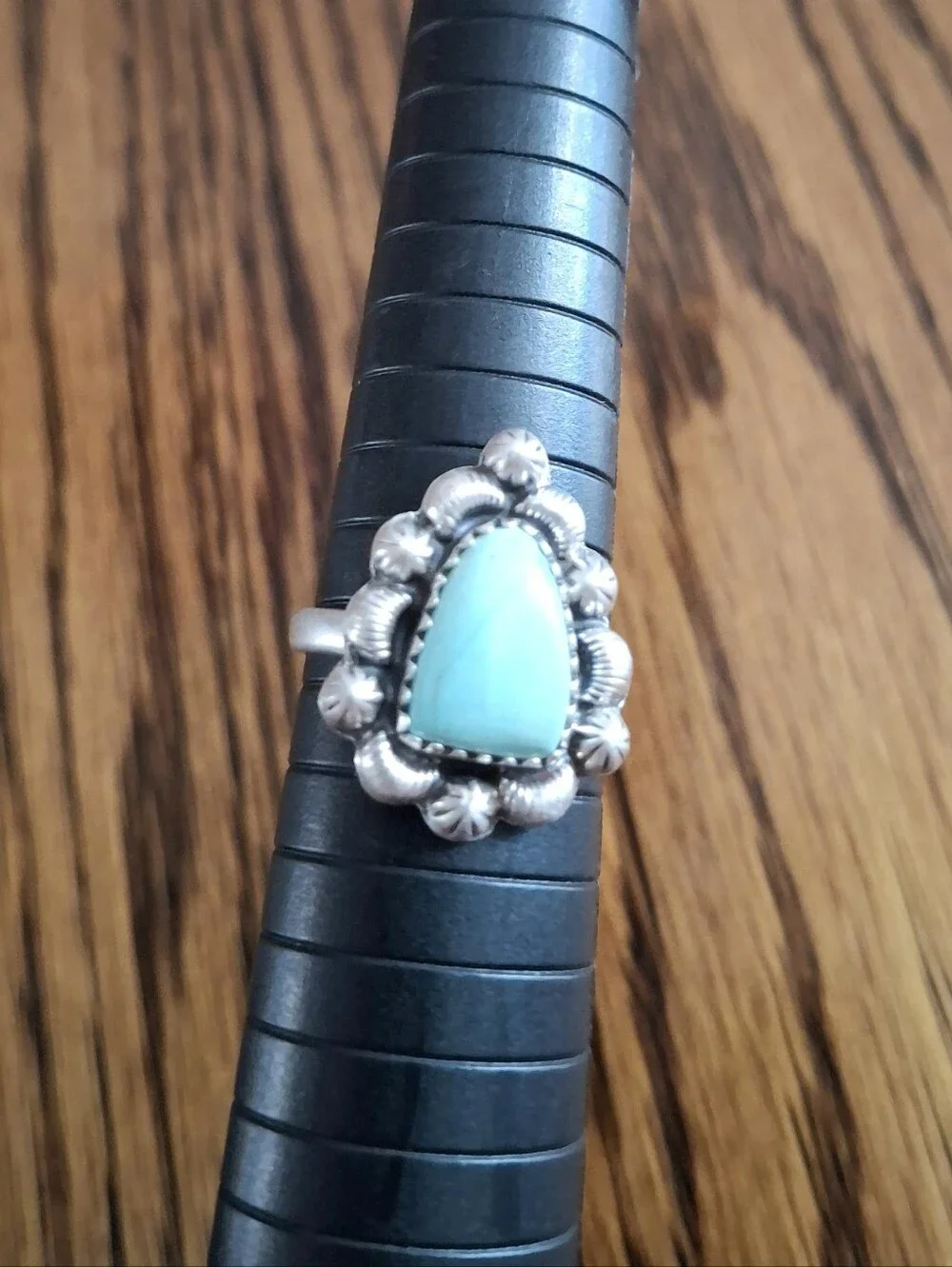 Turquoise Natural Stone Sterling Silver Hardware Size 7.5